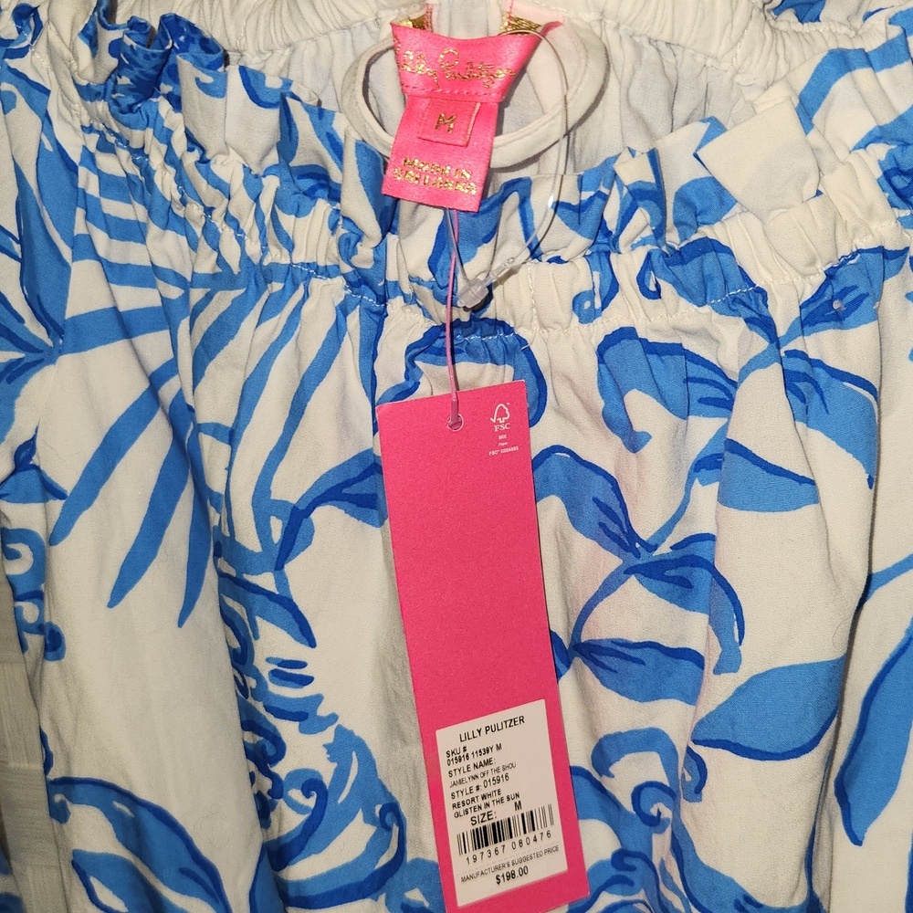 Lilly Pulitzer Jamielynn Off-The-Shoulder Dress - Glisten In The Sun Sz M NWT - Picture 3 of 3